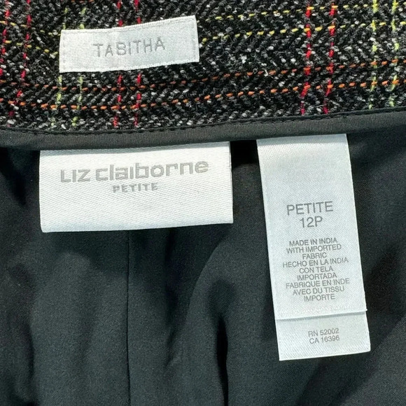 Liz Claiborne Wool Blend Classic Plaid Cuffed Hem 90s Academia Fall Preppy 12P - Picture 7 of 8
